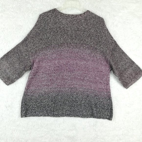 Pure Jill Women Sweater Pullover 3/4 Drop Sleeve Purple Ombre Knit Petite MP - Picture 2 of 11